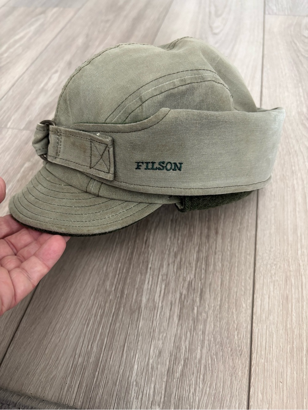 Filson Tin Cloth Wildfowl Insulated Hat Cotton Canvas Wool Tan Hat Size Medium